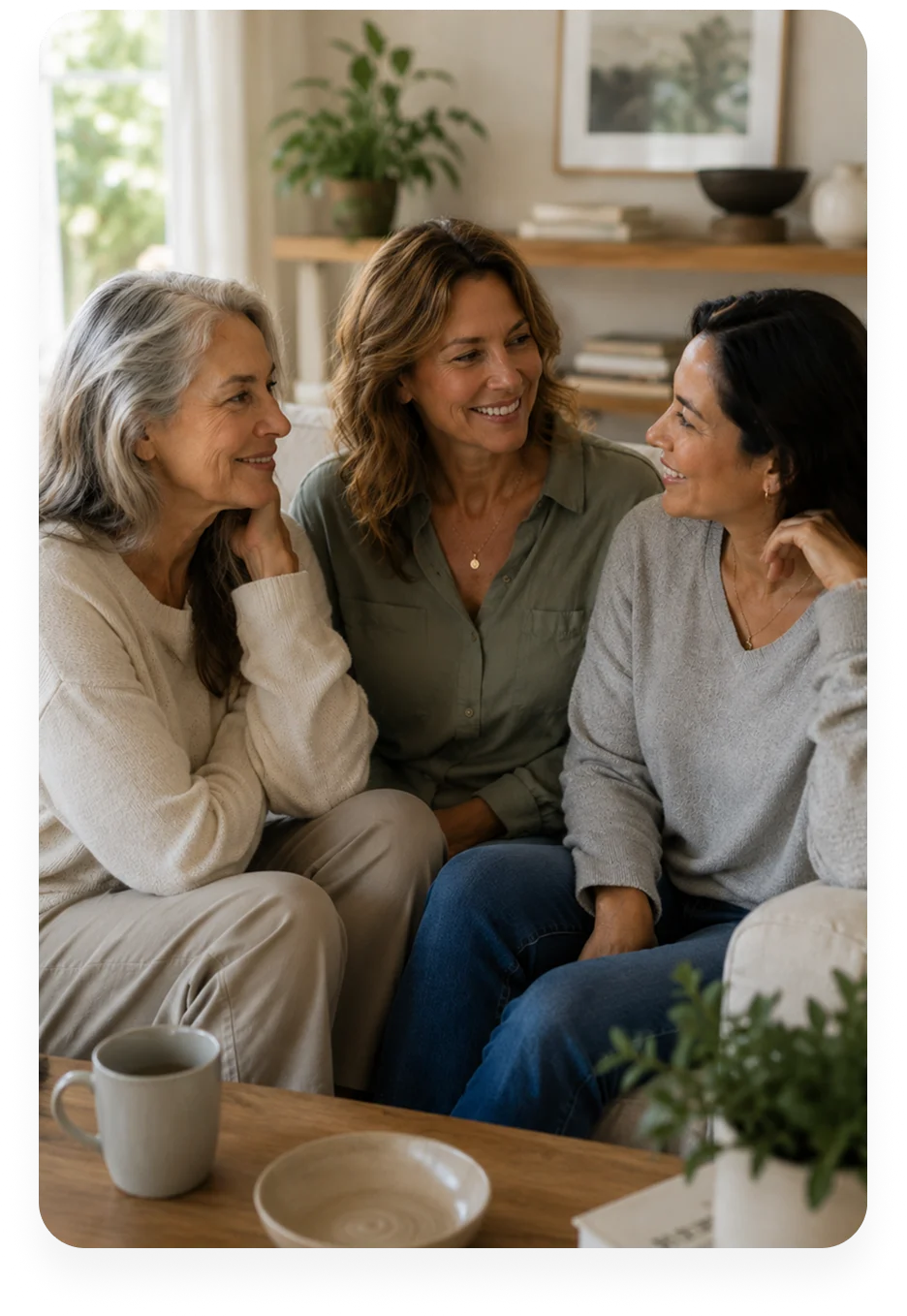 Three women sitting together